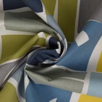 Dekostoff Baumwolle Bonnie Bluebell Vierecke Retro blau gelb 138cm