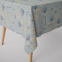 SCHÖNER LEBEN. Tischdecke Fryett`s Halbpanama Blumen abstrakt mint