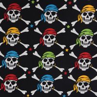 Baumwollstoff Totenkopf Pirat Sterne schwarz weiß bunt 1.6m Breite