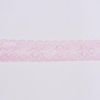 Spitze elastisch Blumen Meterware rosa Breite: 3cm