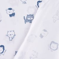 Baumwollstoff Popeline SWEET ANIMALS Löwe Tiger Hase weiß blau 1.50m