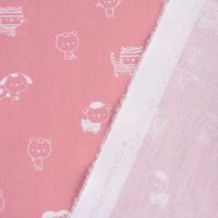Baumwollstoff Popeline SWEET ANIMALS Löwe Tiger Hase rosa weiß 1.50m