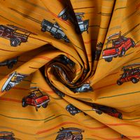 Baumwollstoff Popeline Auto Truck Surfbrett Streifen ocker gelb rot bl