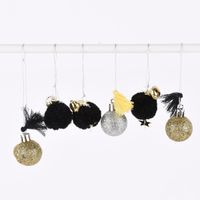Rico Design Pompon- und Kugel-Anhänger schwarz gold silber 6 Stück 3cm
