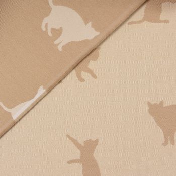 Dekostoff Plaidstoff Wendestoff Cats Cosy Katzen sand beige 1.40m