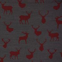 Dekostoff Plaidstoff Wendestoff Cosy Hirschen rot grau 1.40m