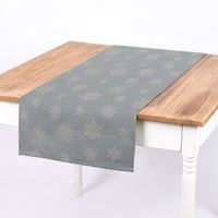 Dekostoff Wendestoff Eiskristalle beige hellblau silber1.40m