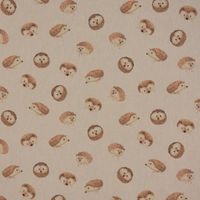 Dekostoff Halbpanama Leinenlook Igel Hedgehog natur braun 1.40m Breite