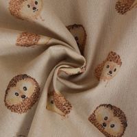 Dekostoff Halbpanama Leinenlook Igel Hedgehog natur braun 1.40m Breite
