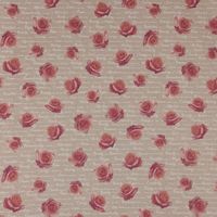 Dekostoff Leinenlook Love Letter Rose Rosen Schrift natur rosa 1.40m