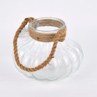 Windlicht Kürbisform mit Tauhenkel Glas Jute 25x18cm