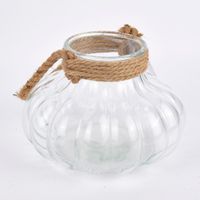 Windlicht Kürbisform mit Tauhenkel Glas Jute 25x18cm