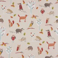 Dekostoff Baumwolle Herbie Butterscotch Waldtiere beige bunt 140cm