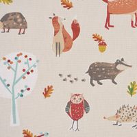 Dekostoff Baumwolle Herbie Butterscotch Waldtiere beige bunt 140cm