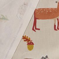 Dekostoff Baumwolle Herbie Butterscotch Waldtiere beige bunt 140cm