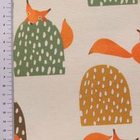 SCHÖNER LEBEN. Vorhang Eichhörnchen Hügel mint braun ocker orange 245cm oder Wunschlänge