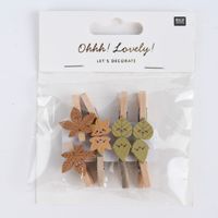 Rico Design Dekoclips Blätter Mix Holz bunt 8 Stück 3cm