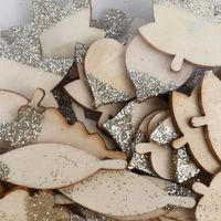Rico Design Dekostreu Blätter Mix mit Glitter Holz natur gold 48teilig