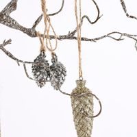 Rico Design Dekohänger Zapfen klein Kunststoff silberfarben 2.5x4cm