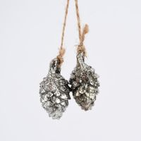 Rico Design Dekohänger Zapfen klein Kunststoff silberfarben 2.5x4cm