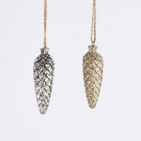 Rico Design Dekohänger Zapfen groß Kunststoff goldfarben 3x8.5cm
