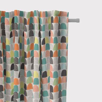 SCHÖNER LEBEN. Vorhang wollweiß mit abstrakten Hügeln bunt 245cm oder Wunschlänge