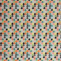SCHÖNER LEBEN. Vorhang wollweiß mit abstrakten Hügeln bunt 245cm oder Wunschlänge
