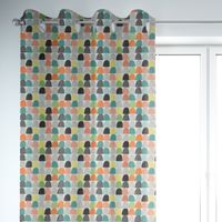 SCHÖNER LEBEN. Vorhang wollweiß mit abstrakten Hügeln bunt 245cm oder Wunschlänge