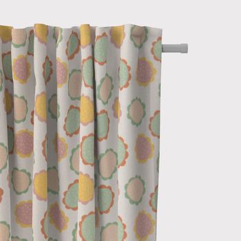 SCHÖNER LEBEN. Vorhang wollweiß mit Blumen Blüten bunt 245cm oder Wunschlänge