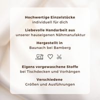 SCHÖNER LEBEN. Vorhang Fryett`s Halbpanama Landhaus Hirsch natur braun 245cm oder Wunschlänge Weicher cremefarbener Stoffhintergrund mit Text zu Manufaktur und Produktion in Baunach.