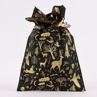 Rico Design Geschenktüte Nostalgic Christmas Wald klein schwarz gold 20x30cm