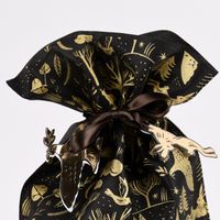 Rico Design Geschenktüte Nostalgic Christmas Wald groß schwarz gold 30x45cm