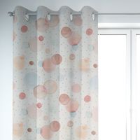 SCHÖNER LEBEN. Vorhang wollweiß mit Kreisen Aquarell-Tupfen pastell 245cm oder Wunschlänge
