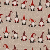 Dekostoff Weihnachtswichtel Winterwichtel Wichtelmänner natur rot gra