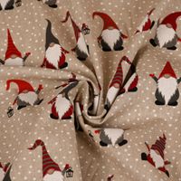 Dekostoff Weihnachtswichtel Winterwichtel Wichtelmänner natur rot gra
