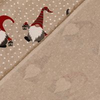 Dekostoff Weihnachtswichtel Winterwichtel Wichtelmänner natur rot gra