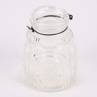 Vase Laterne geprägt Mandala Glas mit Henkel aus Draht klar 5.5x8cm