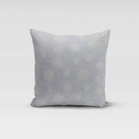 SCHÖNER LEBEN. Kissenhülle Eiskristalle hellblau silber beige