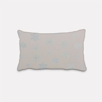 SCHÖNER LEBEN. Kissenhülle Eiskristalle beige hellblau silber