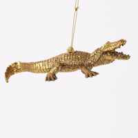 Dekohänger Krokodil Kunststoff goldfarbig 16x7x3.5cm