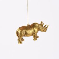 Dekohänger Rhinozeros Kunststoff goldfarbig 12.5x3.5x6.5cm