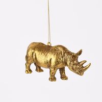 Dekohänger Rhinozeros Kunststoff goldfarbig 12.5x3.5x6.5cm