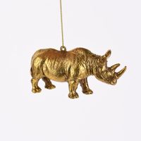 Dekohänger Rhinozeros Kunststoff goldfarbig 12.5x3.5x6.5cm