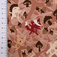 Baumwolljersey Jersey Herbstwald Igel Pilze altrosa beige braun 1.5m