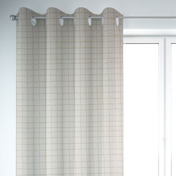 SCHÖNER LEBEN. Vorhang Karo Gitter wollweiß beige 245cm oder Wunschlänge
