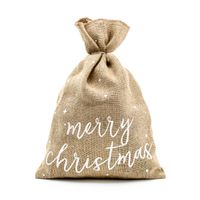 Jutesack Weihnachtssack Geschenkesack merry christmas natur weiß 30x42cm