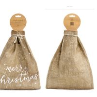 Jutesack Weihnachtssack Geschenkesack merry christmas natur weiß 30x42cm