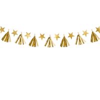 DIY-Girlande mit Quasten und Sternchen goldfarbig 1.3m