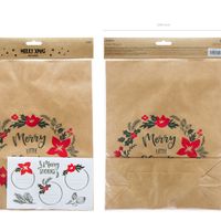 3er Set Geschenktüte Papier Merry Little Christmas 25x11x27cm inkl. Sticker