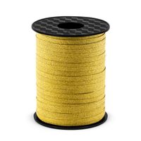 Geschenkband goldfarbig mit Glimmer 5mm breit 225m-Spule